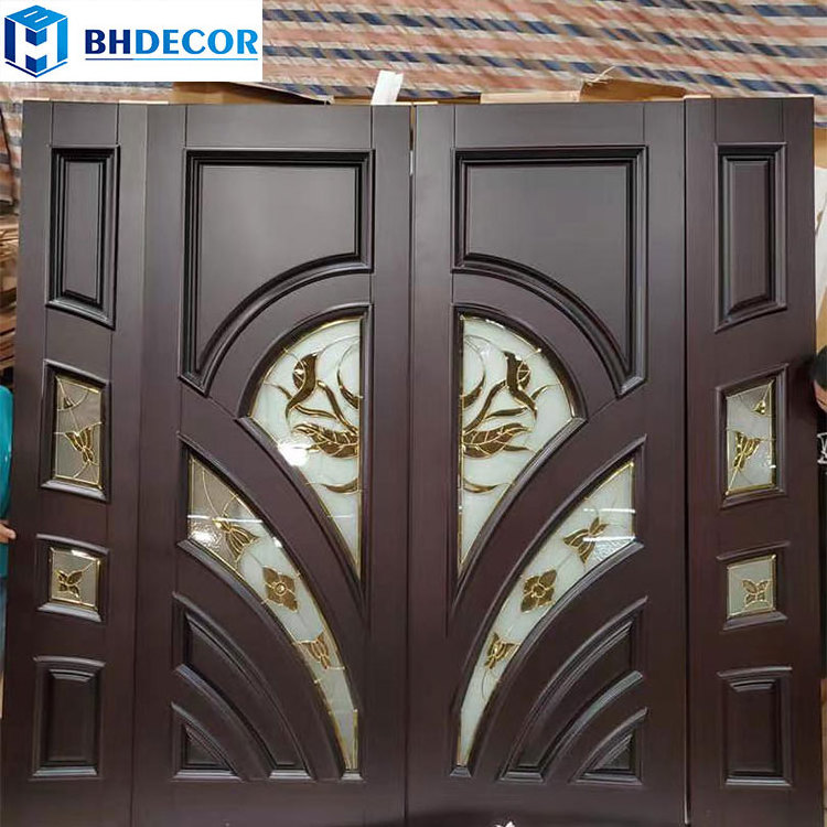 Wood Entry Door Home Luxury Mahogany Exterior Glass Around Entrance Entry Front Door With Frame Sidelight Side Panels