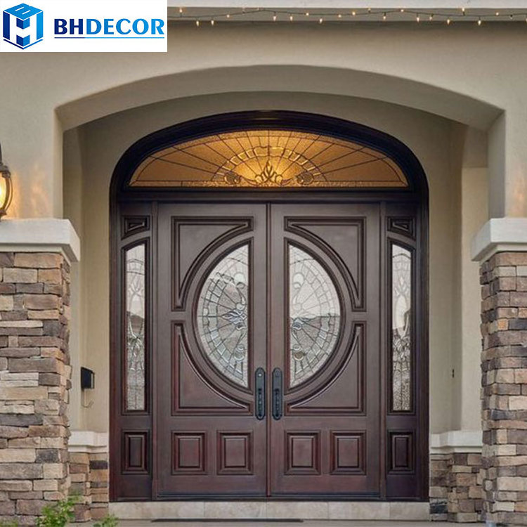 Wood Entry Door Home Luxury Mahogany Exterior Glass Around Entrance Entry Front Door With Frame Sidelight Side Panels