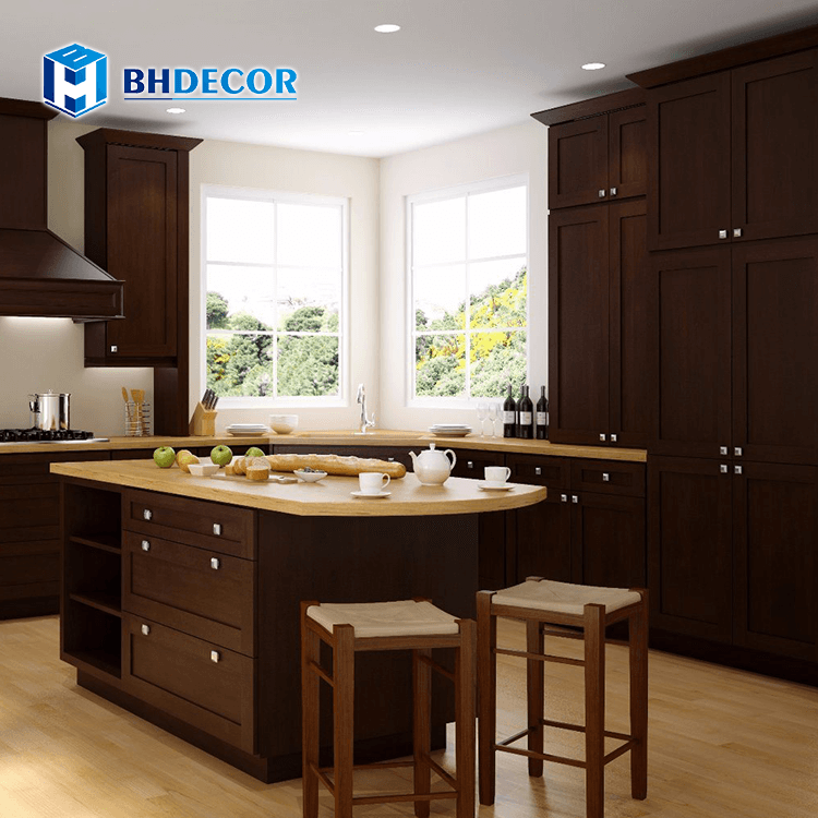 Custom Kitchen Cabinet Wholesales Natural Birch Hardwood Plywood Color Wood Veneer Doors Shaker Design Kitchen Cabinets For Home