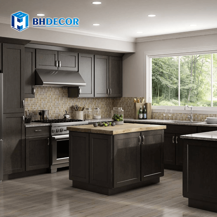 Custom Kitchen Cabinet Wholesales Natural Birch Hardwood Plywood Color Wood Veneer Doors Shaker Design Kitchen Cabinets For Home