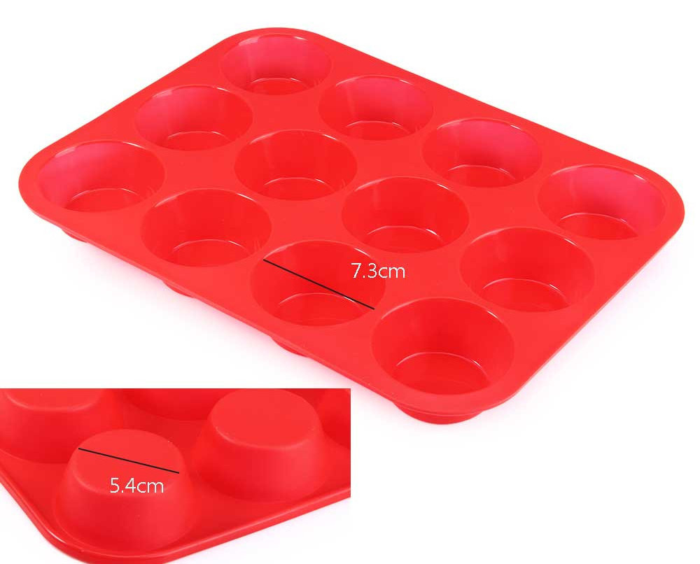 Benhaida Mini Muffin Pan 12 Cups Silicone Mold for Cupcakes and Baking Non Stick Tray