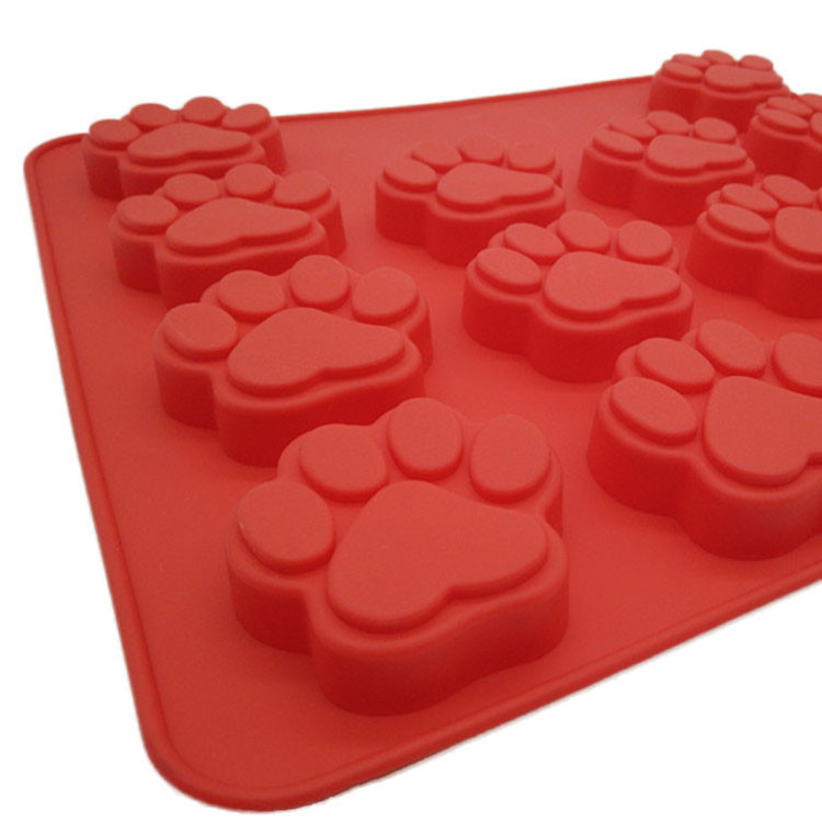 Benhaida Pet Dog Treat Cake Pan,Silicone Dog Bone Paws Biscuit Baking Mold