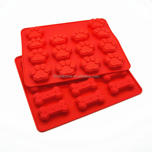 Benhaida Pet Dog Treat Cake Pan,Silicone Dog Bone Paws Biscuit Baking Mold