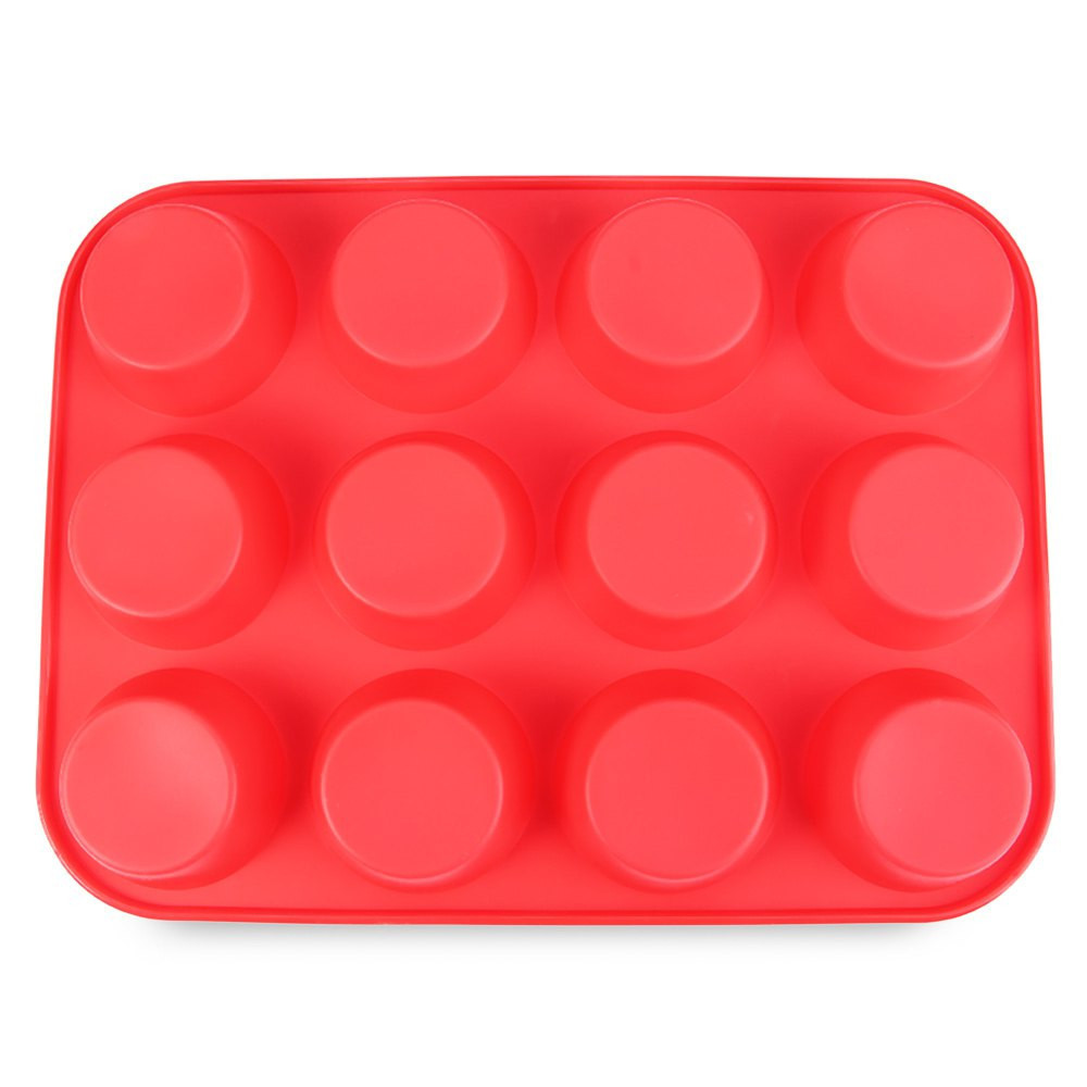 Benhaida Mini Muffin Pan 12 Cups Silicone Mold for Cupcakes and Baking Non Stick Tray