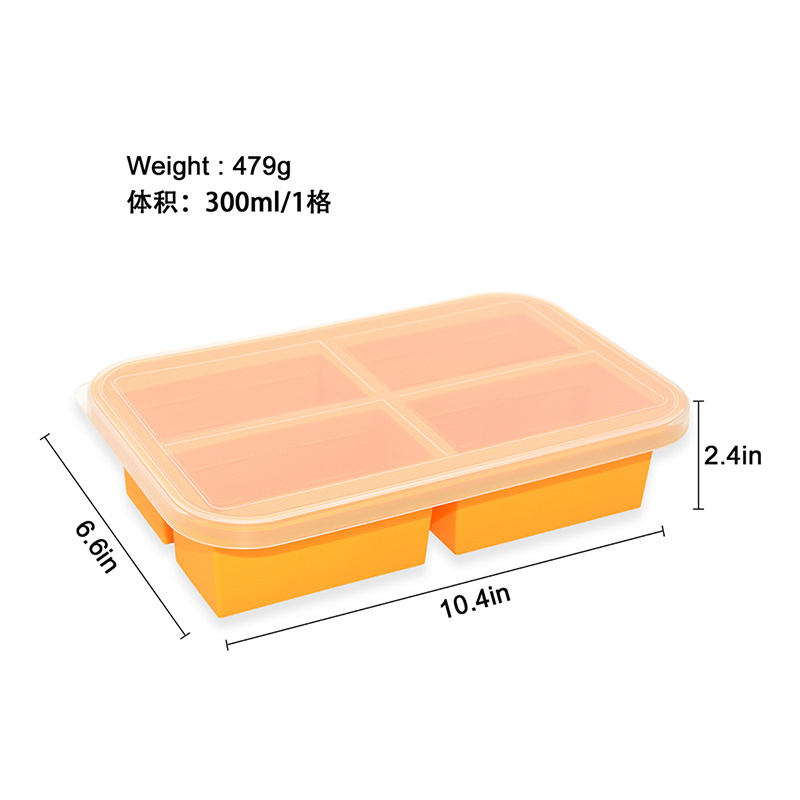 Benhaida Extra Large Silicone Ice Cube Freezer Container Broth and Sauce Storage Silicone Soup Freezing Tray with Plastic Lid