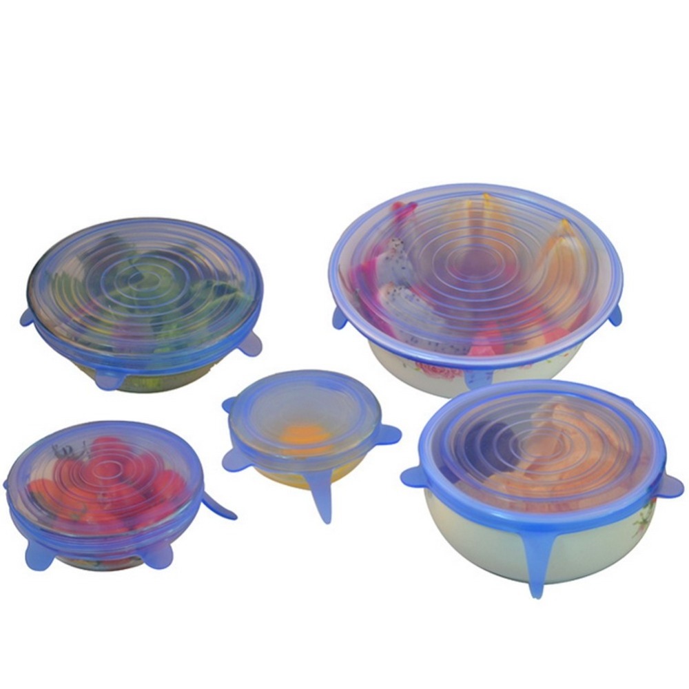 Benhaida New 6pcs Silicone Stretch Lids Keep Fresh Food Pan Bowl Cup Dish Premium Cover Set