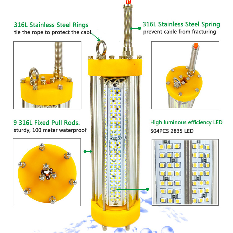 12V 100W White Green led flood light for ship fishing boat  ocean boat fishing  LED Submersible Fishing Light