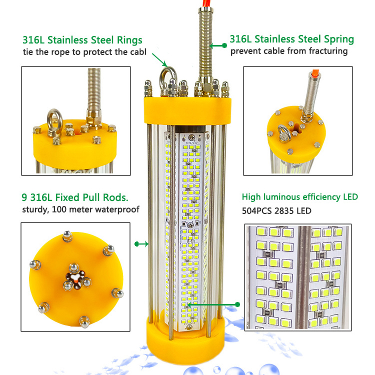 Green White 12v 100W IP68 Salmon Farming light Fish Lures Under Water Lamp deep sea fishing light
