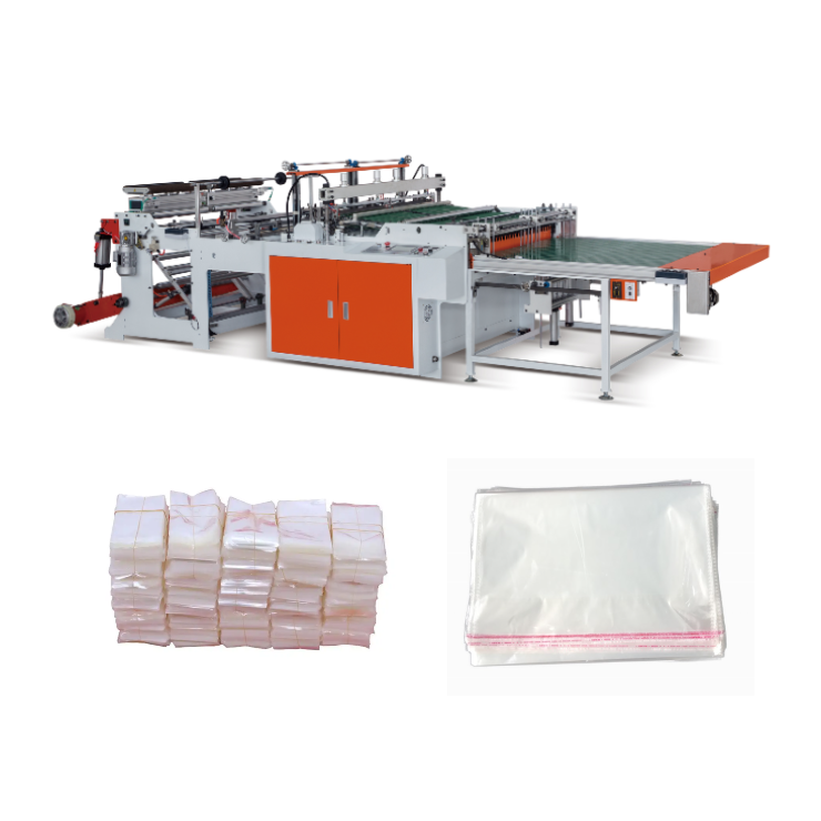 Opp Bopp Pvc Pp Pe double lines side sealing Plastic Self Adhesive Bag Making Machine