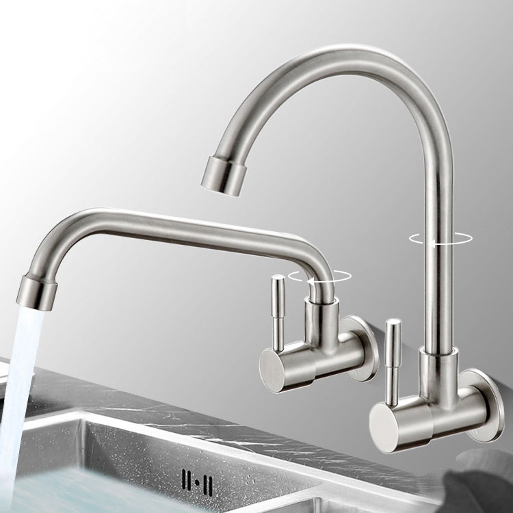 Good Price Kitchen Sink Tap Single Hole Single Handle Cold Water Stainless Steel Faucet Wall Mounted Kitchen Faucet