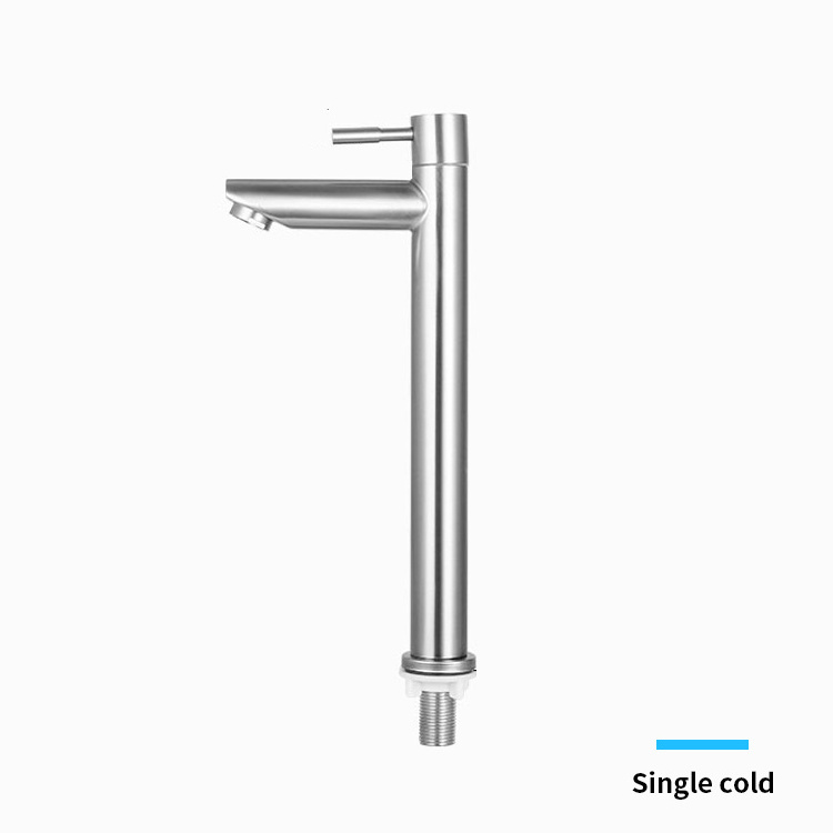 Bathroom Interior Single Cold 304 Stainless Steel Single Handle Cold Long Faucet Wash Basin Tall Faucet