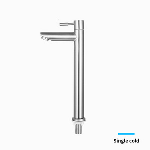 Bathroom Interior Single Cold 304 Stainless Steel Single Handle Cold Long Faucet Wash Basin Tall Faucet