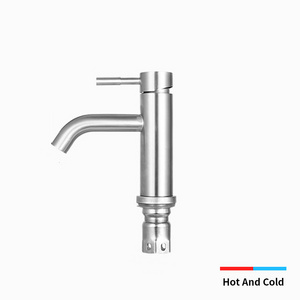 Faucet 304 Stainless Steel Hot And Cold Brushed Nickel Basin Tap Single Hole Basin Faucet For Bathroom