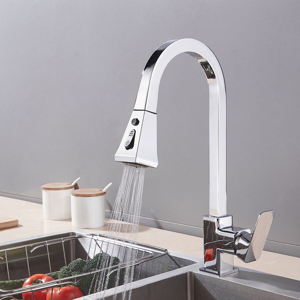 Pull Out Faucet for Kitchen Sink Single Handle with Pull Down Sprayer Brushed Nickel Kitchen Faucets