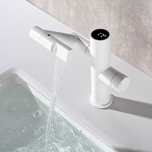 Manufacturer Direct Sales Modern Spray Faucet Digital Waterfall Rainfall Kitchen Bathroom Basin Faucet White