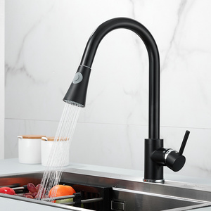 Modern Affordable Luxury Single Handle Brass Black Kitchen Faucet Kitchen Sink Faucet With Pull Out Sprayer