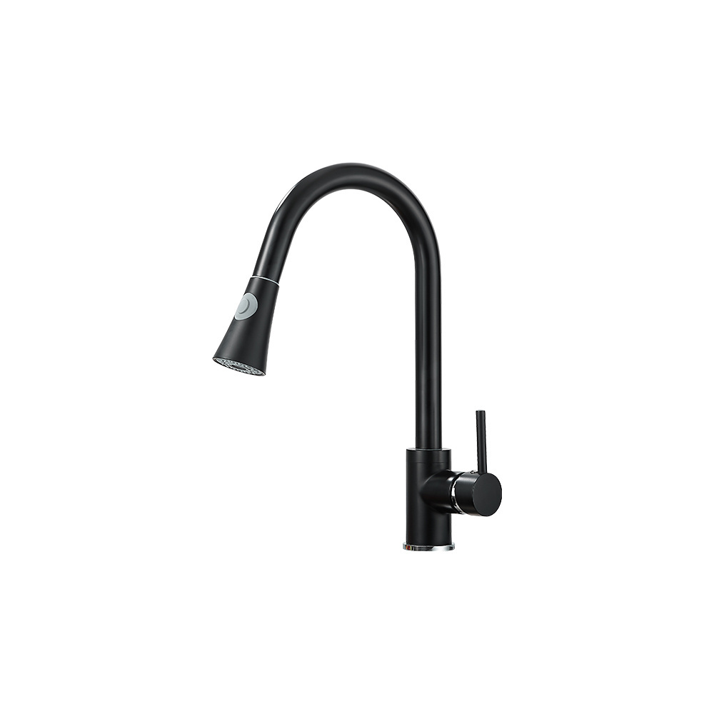 Modern Affordable Luxury Single Handle Brass Black Kitchen Faucet Kitchen Sink Faucet With Pull Out Sprayer