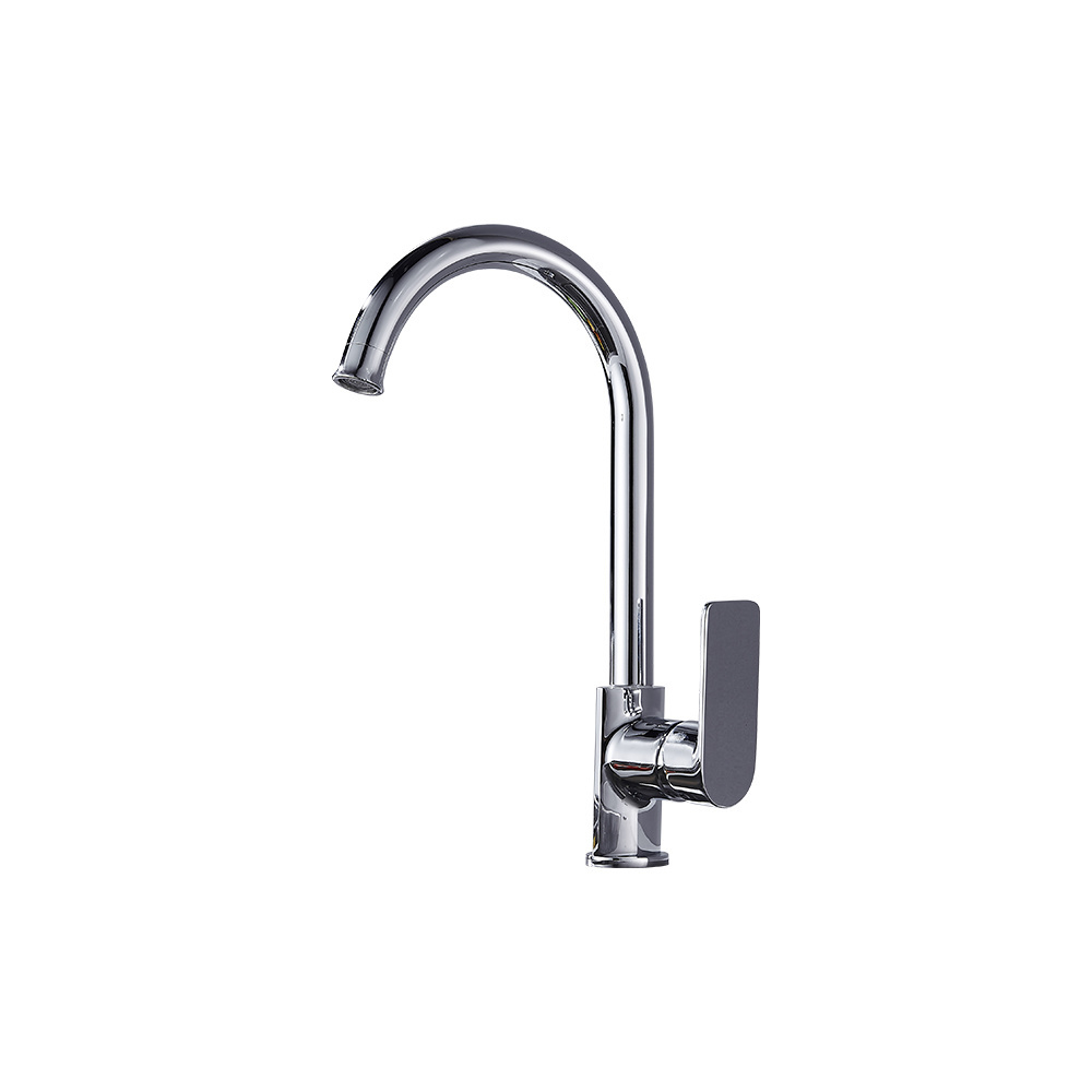 Hot Sale Single Handle Silver Long Neck Brass Kitchen Faucet Sink Faucet Single Cold Kitchen Faucet Deck Mounted Kitchen Taps