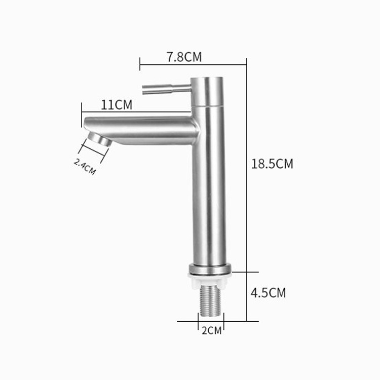 Single Cold Water Single Handle Bathroom Wash Basin Faucet Mixer Stainless Steel Contemporary Modern Ceramic Brushed