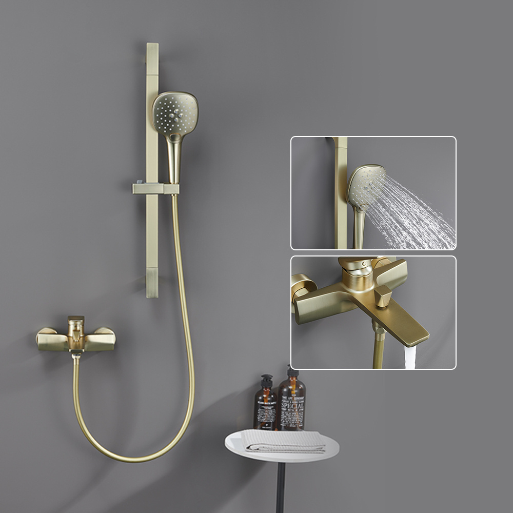 Wall Mounted Washroom Bath Shower Set Wall Bathtub Shower Mixer Brass Ceramic Modern Contemporary Round Single Handle