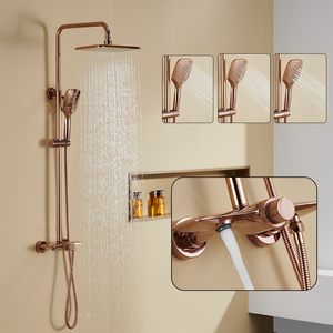 Factory Outlet Single Handle Wall Mount Bathroom Shower Set Rose Gold Square Top Spray With Bathroom Shower Faucet