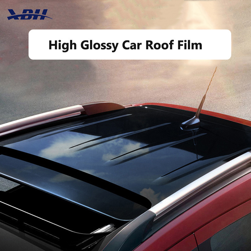 Waterproof Black Car Sticker PVC Glossy Roof Ceiling Decal Simulation Panoramic Sunroof Protection Film Sheet for Car Decor