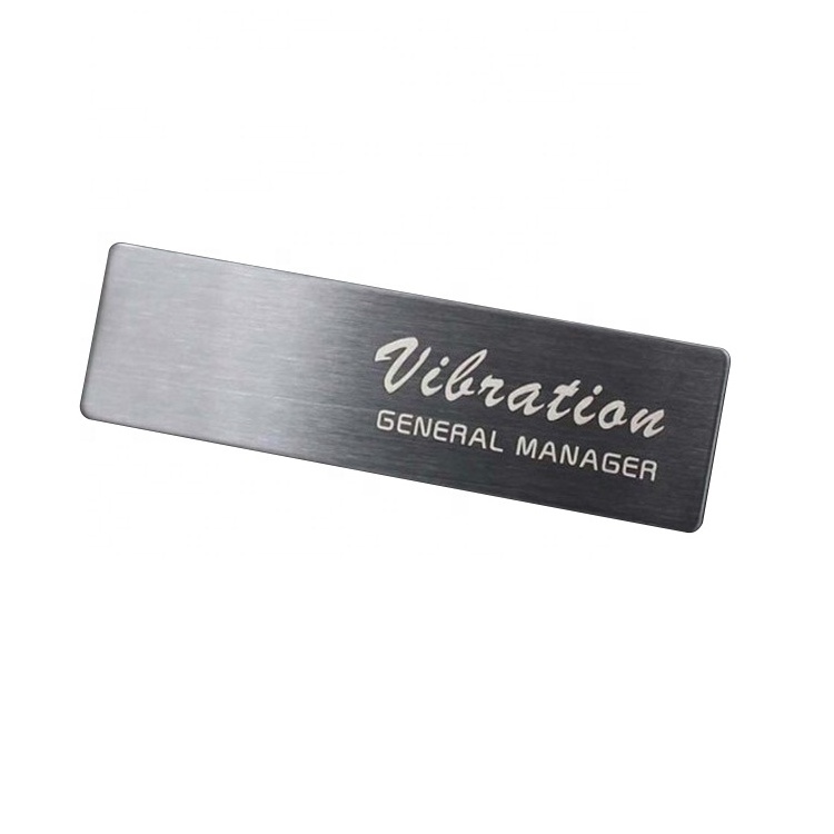 Laser Logo Brushed Stainless Steel Company Card Emblem Custom Metal Name Badge