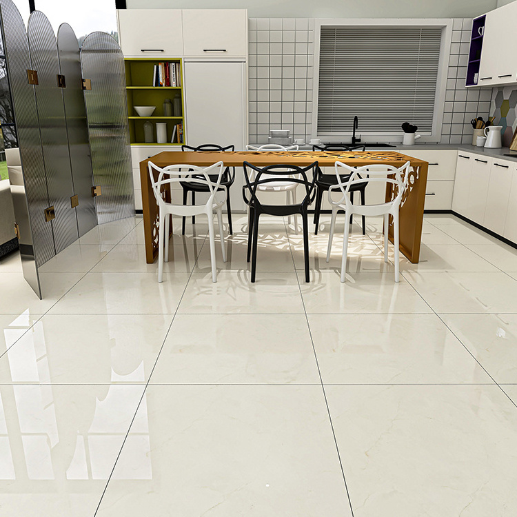 Foshan Decorative Room 800x800mm Wall Floor Tiles Yellow Marble Look Polished Glazed Porcelain Floor Tiles