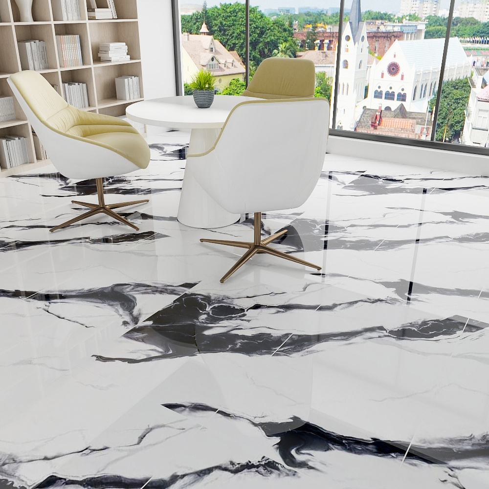 Luxury Flooring Tile Ceramic 600 X 1200 Non Slip Porcelain White And Black Color Full Body Ceramic Tiles