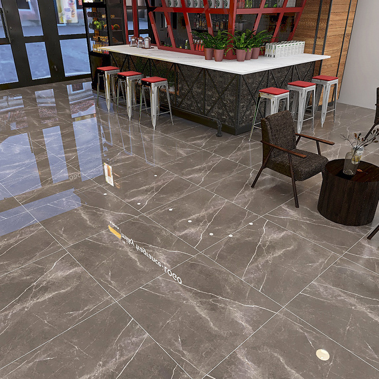 Hot Sale Dark Brown Full Polished Glazed Porcelain Floor Tiles For Living Room Glossy Shiny Surface 800x800