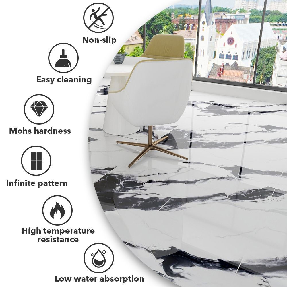 Luxury Flooring Tile Ceramic 600 X 1200 Non Slip Porcelain White And Black Color Full Body Ceramic Tiles