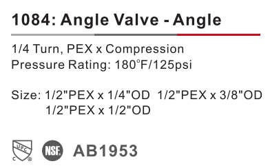 NSF CUPC Certificate US market lead free PEX * OD bathroom brass angle valve