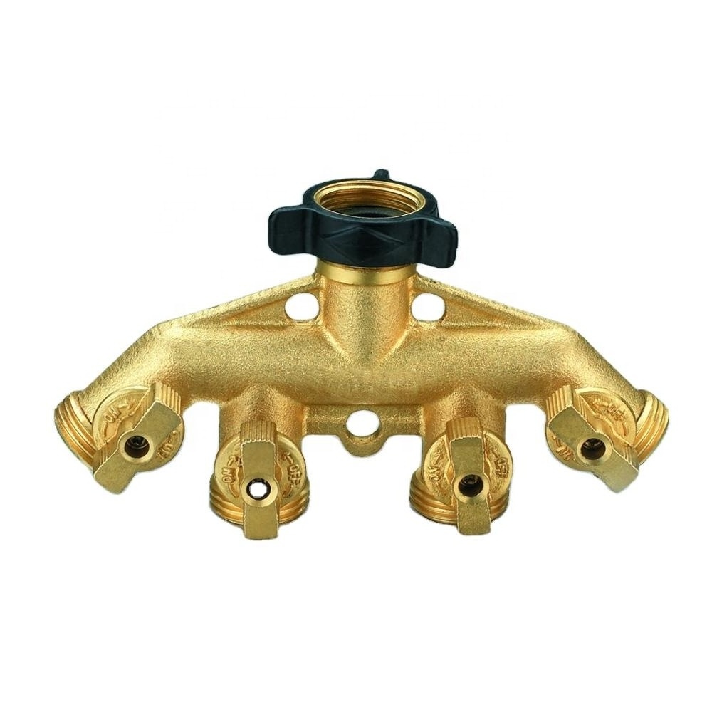 High quality 4 ways garden water faucet garden hose water splitter 4-way ball valve garden sets