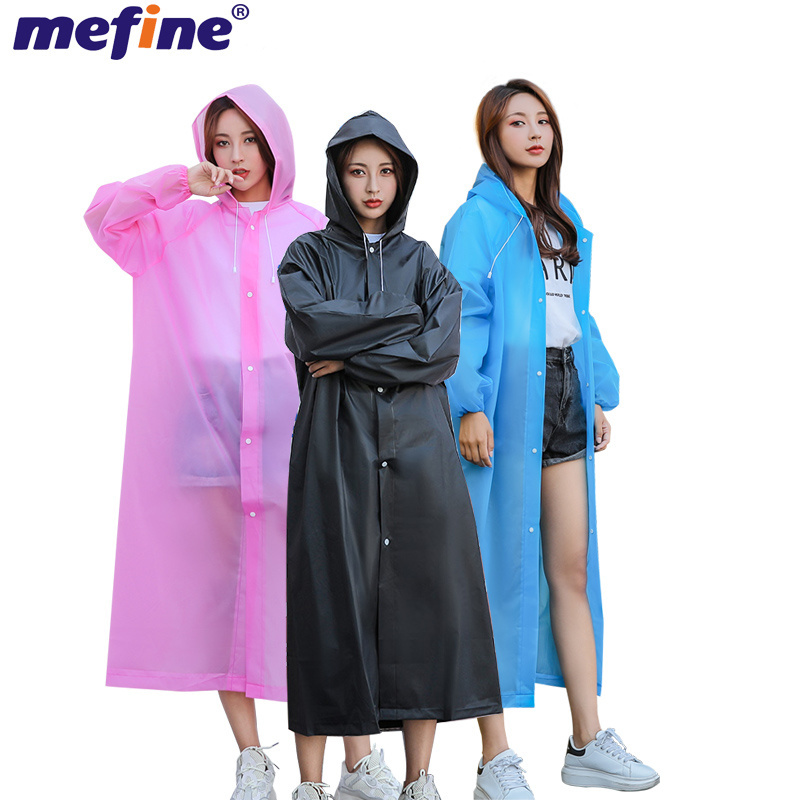 Long EVA Material Plastic Raincoat Waterproof Translucent Rain Coat Adults Outdoor  With Plastic Sleeve MJ-8138