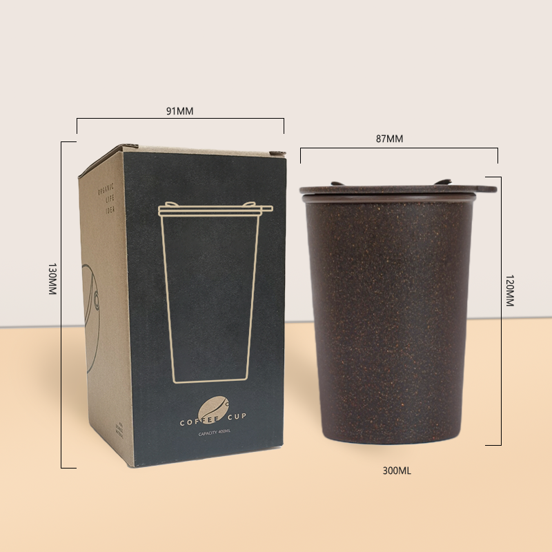 300ml 400ml Cheap Eco Friendly Small Coffee Grounds Reusable Cup Coffee Plastic Black Coffee Mug