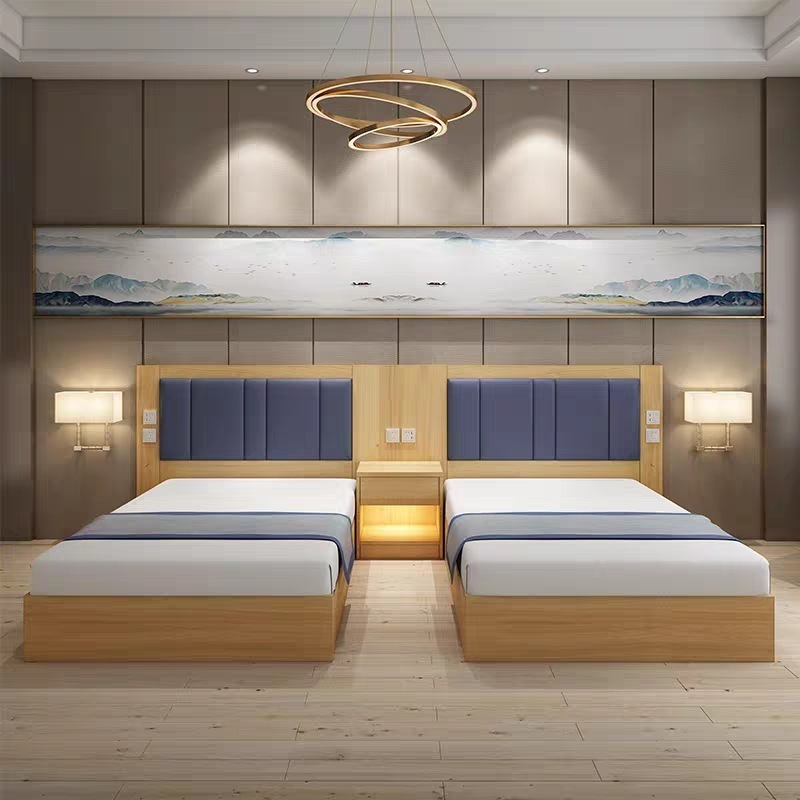 Cheap 5 Star Hotel Luxury Modern Comfortable Wood Designs King Queen Twin Single Size Soft Bed Hotel Bed