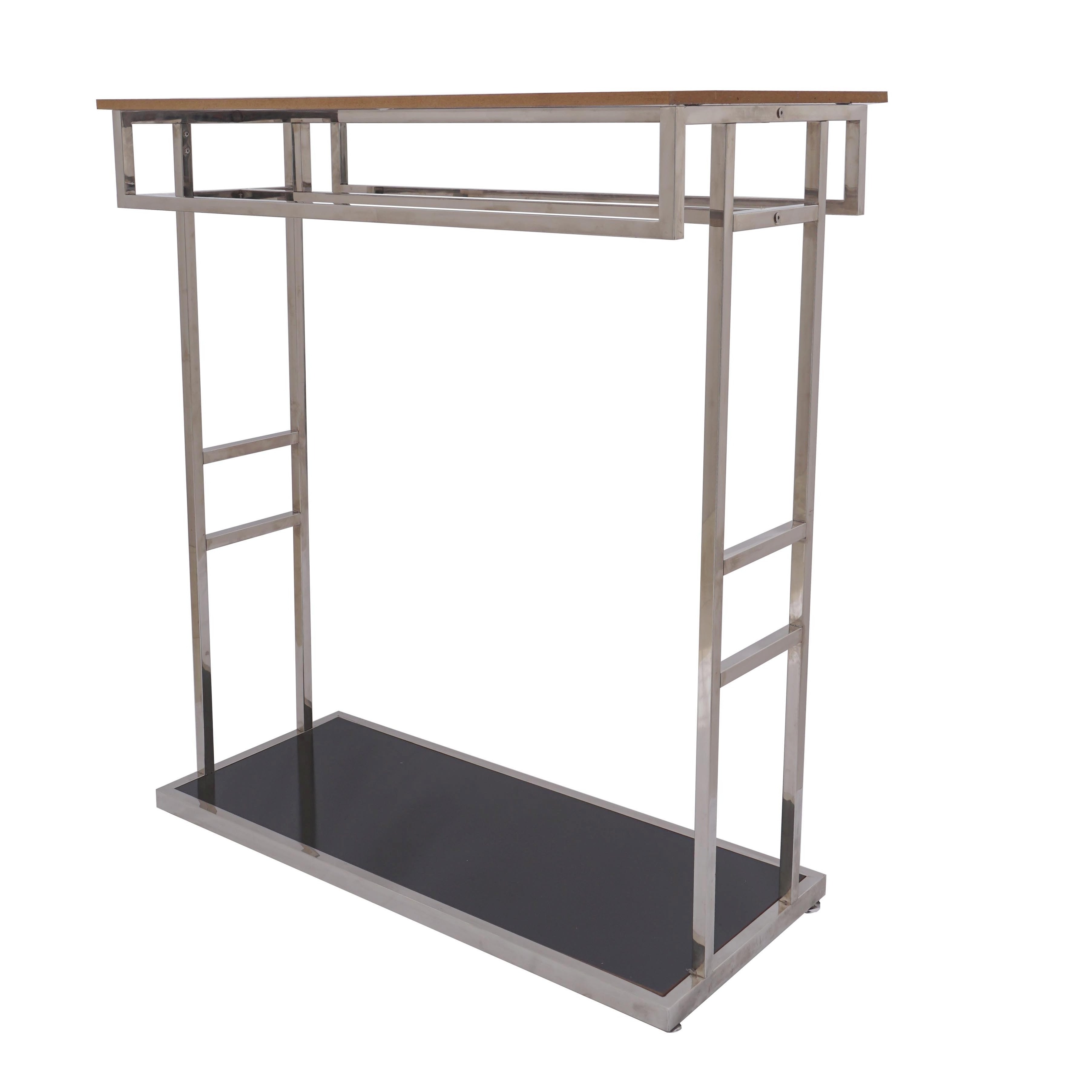 Custom Stainless Steel Double Rod Hang rail Department Store Style Clothes/Garment Floor Display Rack