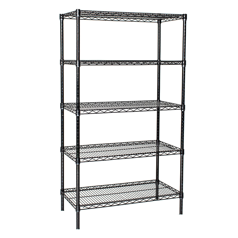 Black 5-Tier Wire Storage Shelving Unit Home Garage Rack