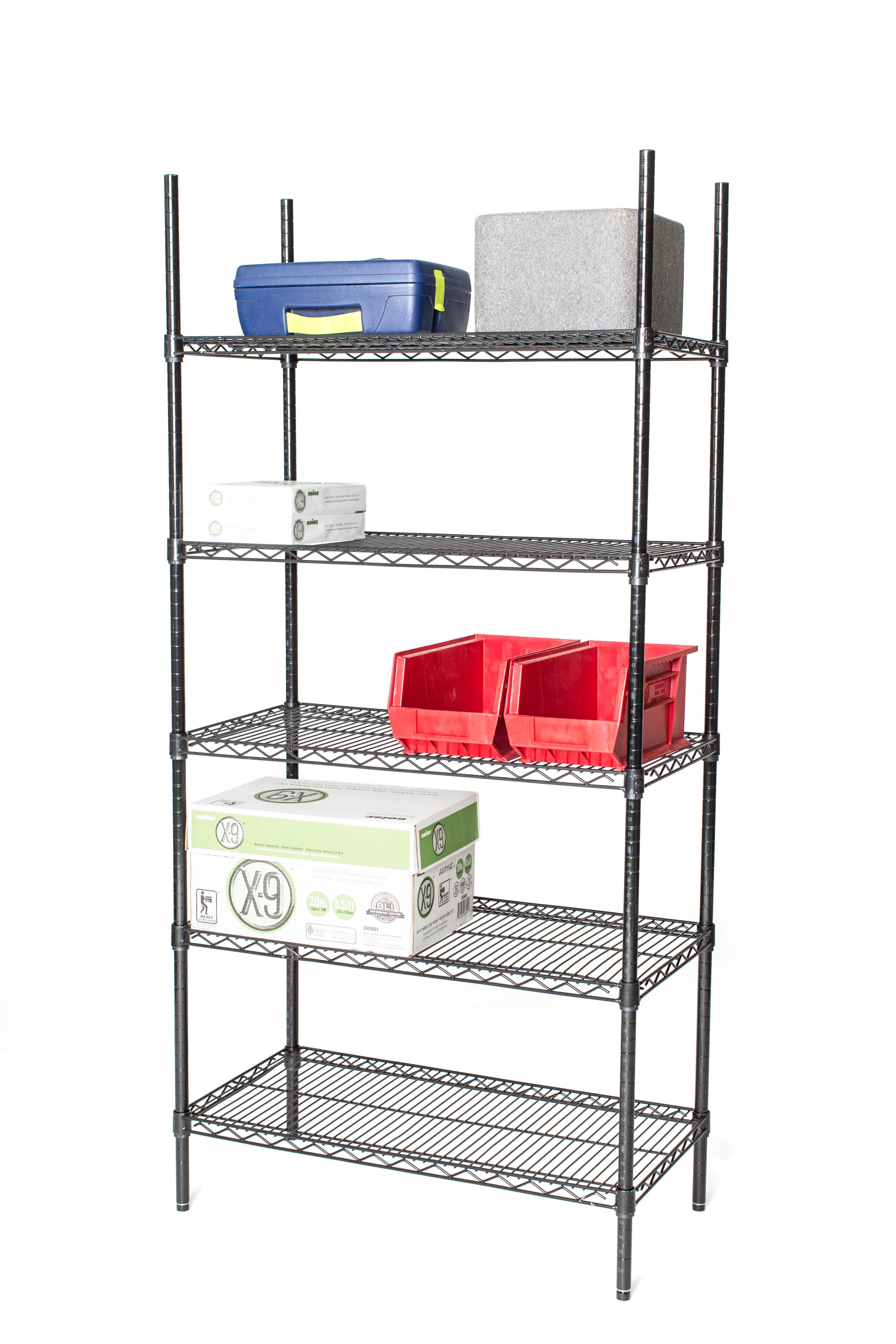 Black 5-Tier Wire Storage Shelving Unit Home Garage Rack