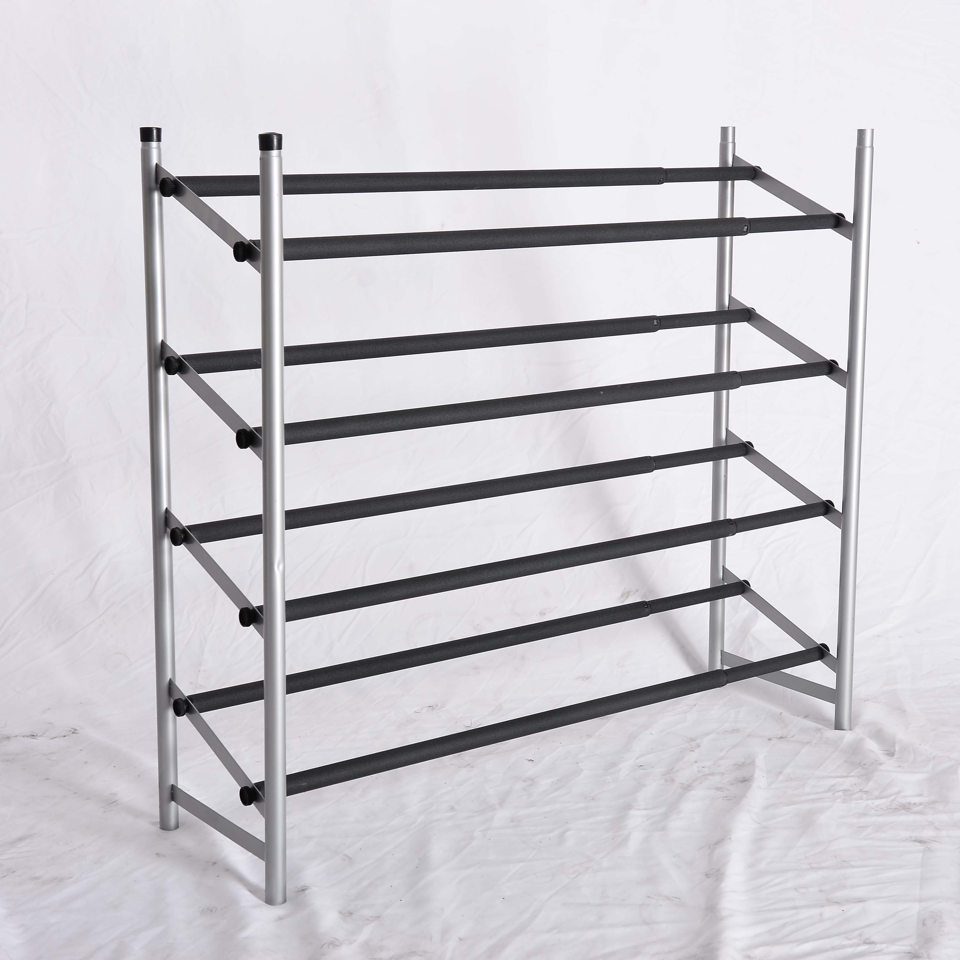 Wholesale Black 4 Tiers  Expandable Shoe Rack 12-24 Pair Shoe Shelf Tower Storage Organizer