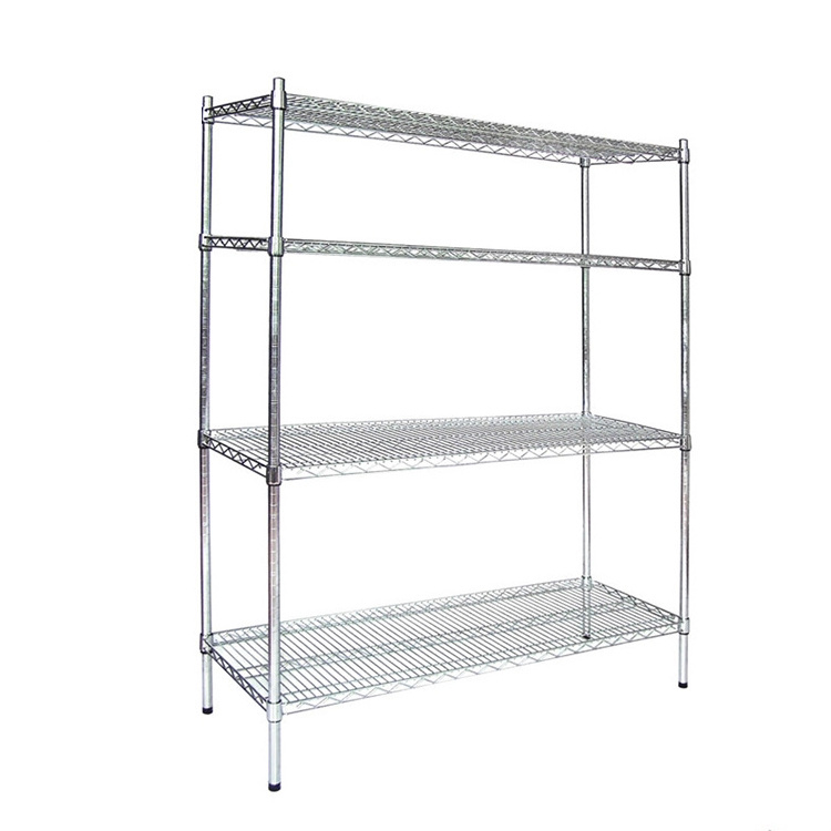 Heavy duty 4 tier Chrome wire shelving storage rack metal wire shelf rack