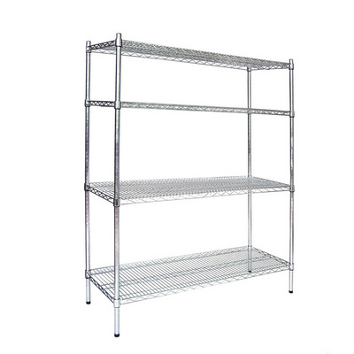 Heavy duty 4 tier Chrome wire shelving storage rack metal wire shelf rack