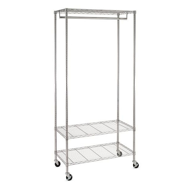 Heavy Duty Wire Shelving Garment Rack with Wheels Rolling Clothes Rack with Shelves