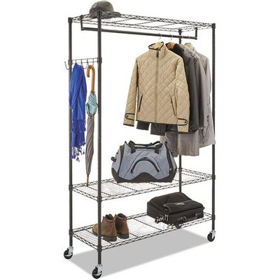 Heavy Duty Wire Shelving Garment Rack with Wheels Rolling Clothes Rack with Shelves