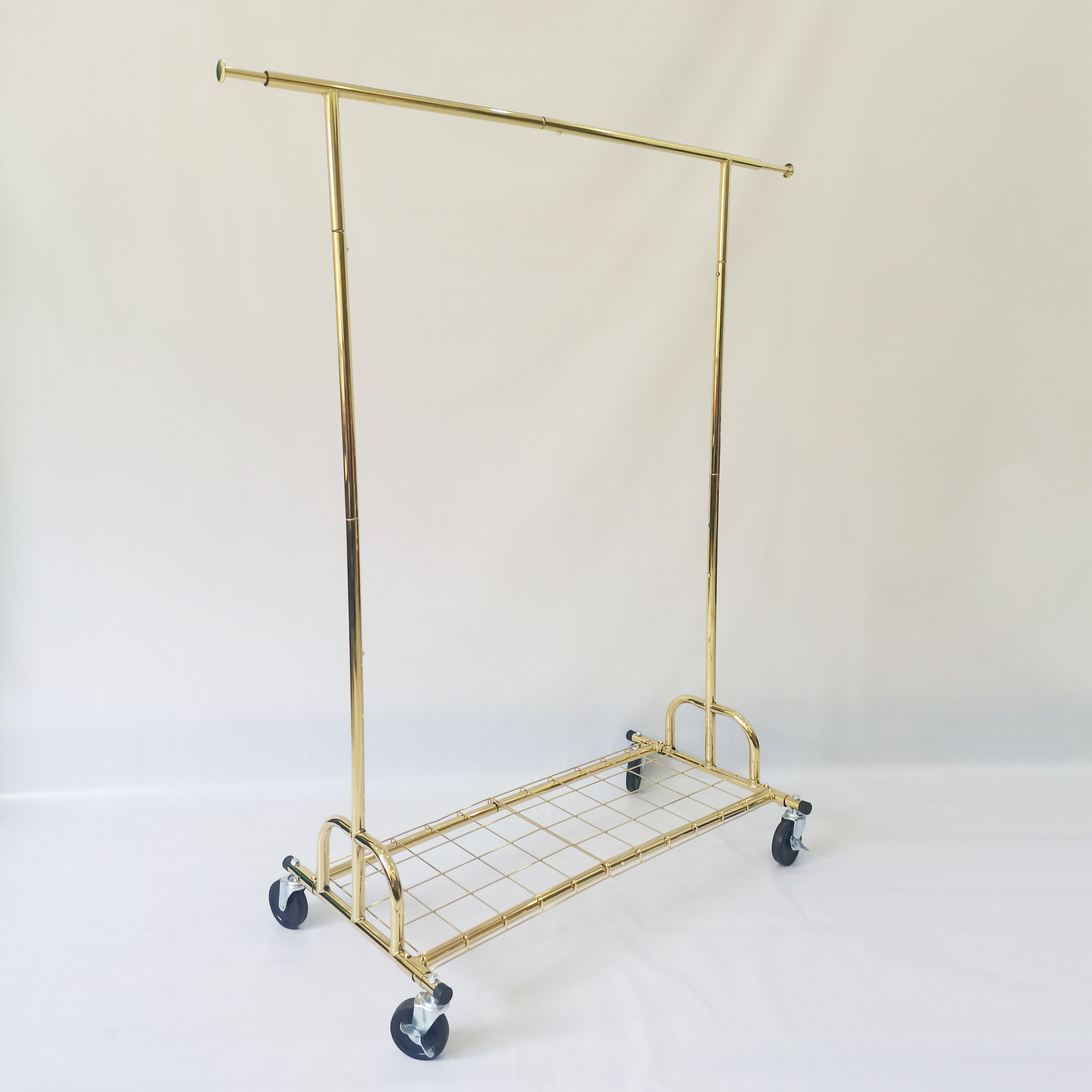 Golden Clothes Rack Simple Rolling Metal Garment Rack Organizer Freestanding Hanger with Wheels