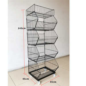 500mm 5 tiers basket storage wire shelving white supermarket shelves