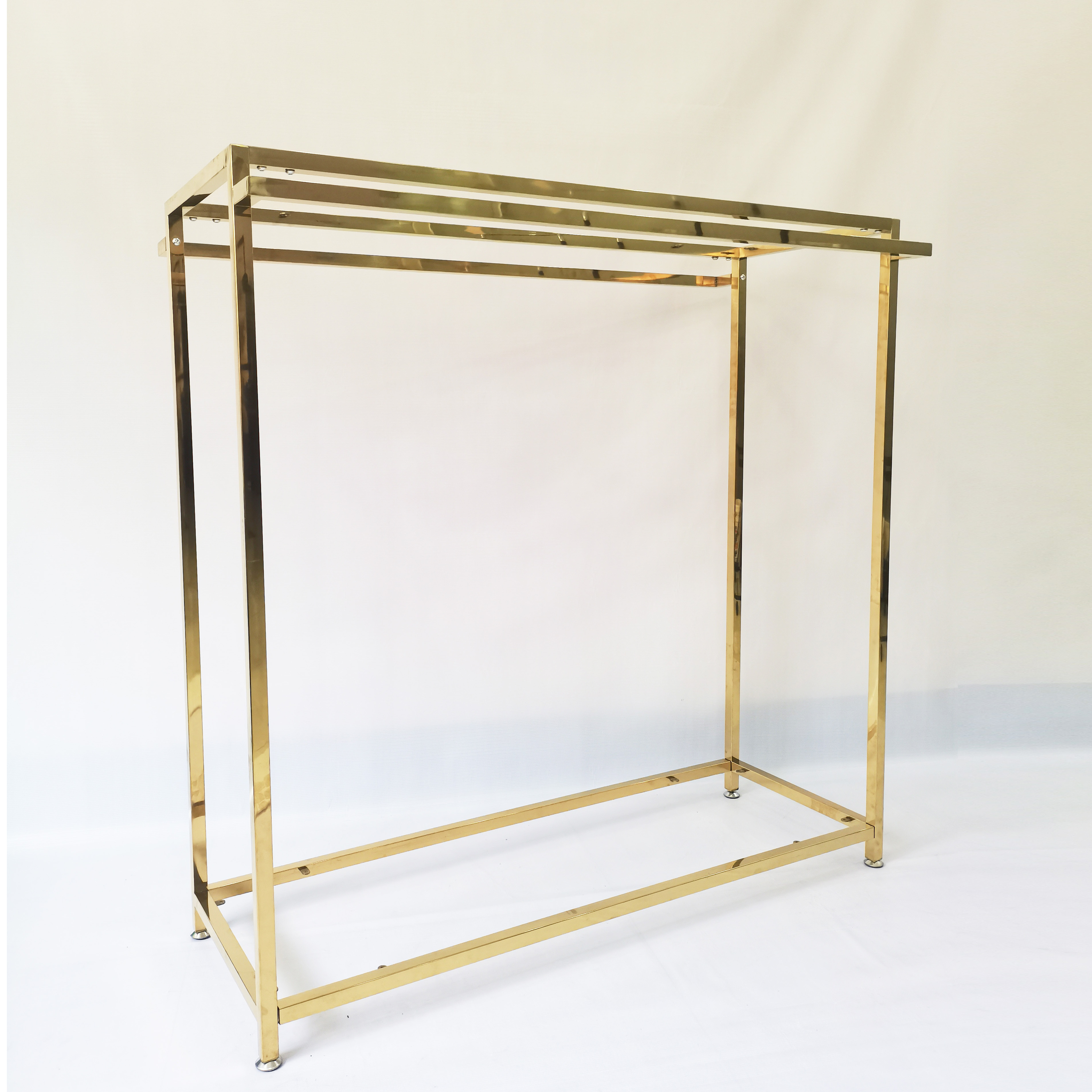 Stainless Steel Golden Clothes Display Rack Double sided Durable Garment Rack for Clothing Store