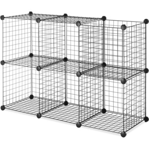 6-Cube Wire Grid Storage Shelves Black Wire Cube Storage Organizer