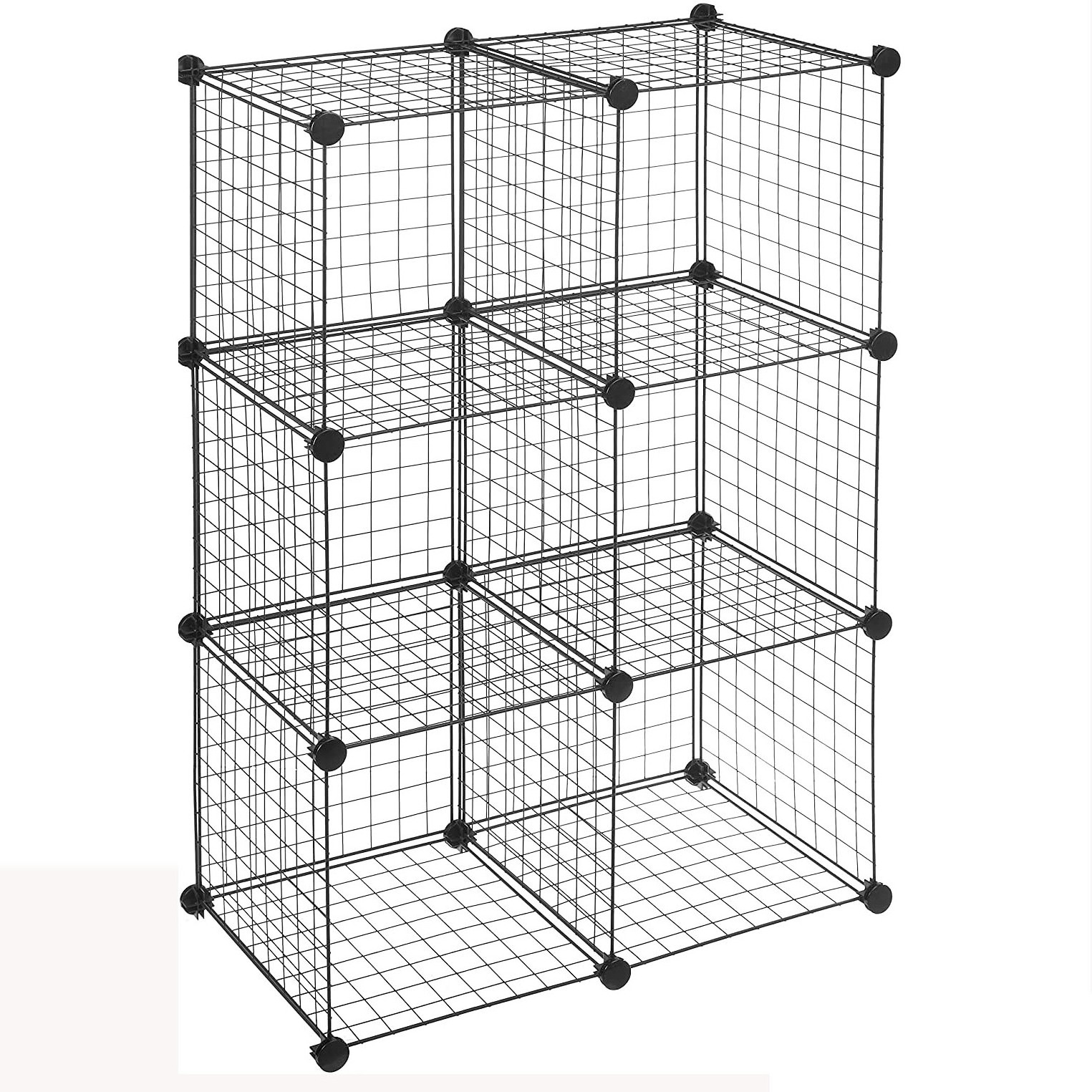 6-Cube Wire Grid Storage Shelves Black Wire Cube Storage Organizer