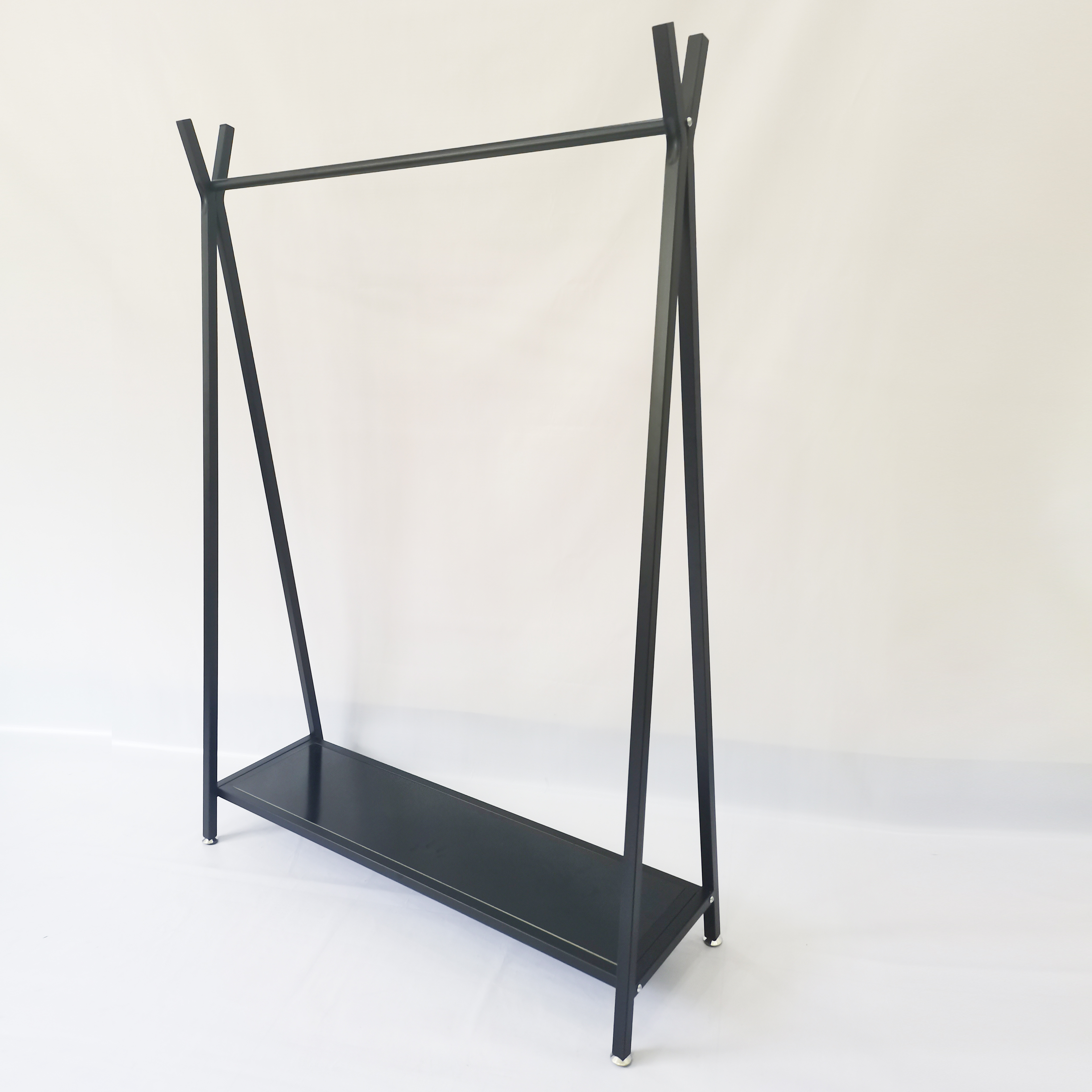 Simple Black Garment Rack  Ready to Ship Clothes Rack with Black Shelf